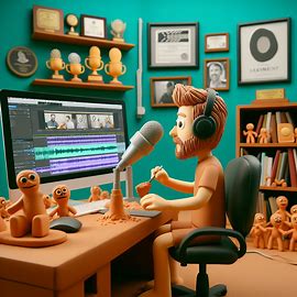 Podcast editor in Claymation